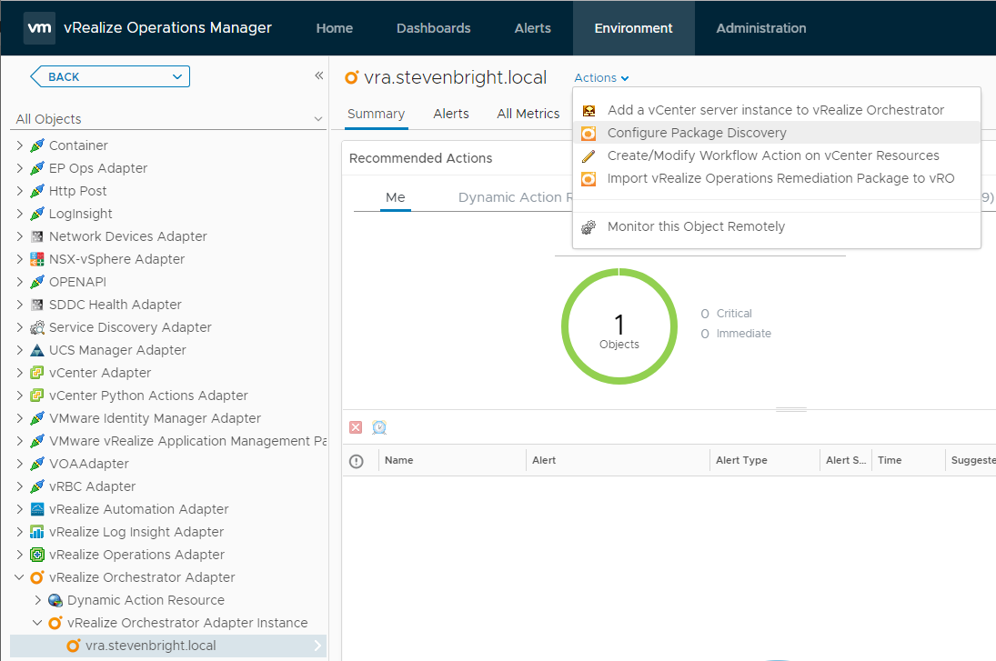 vRealize Operations Summary screen for a vRealize Orchestrator Adapter instance