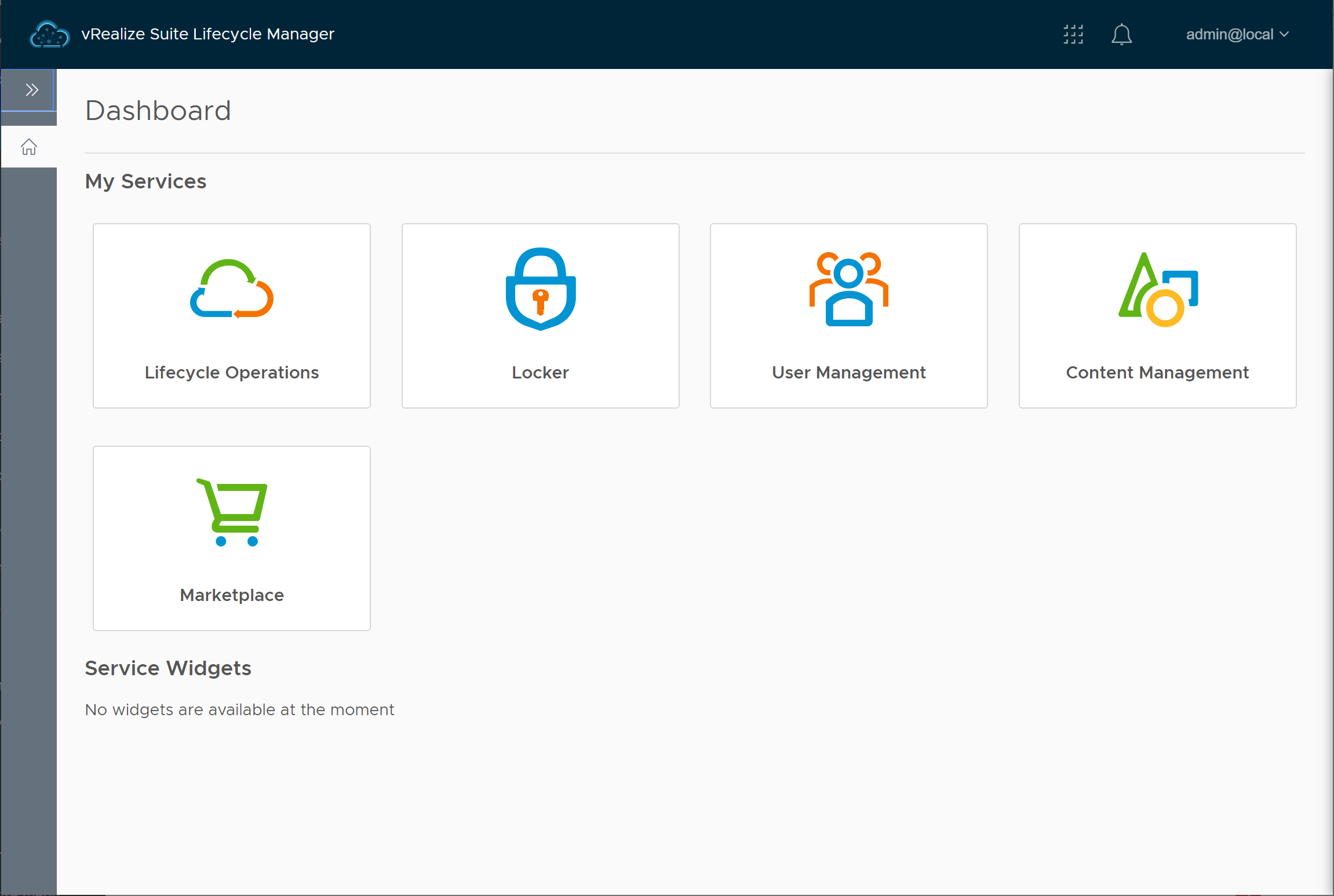 vRealize Suite Lifecycle Manager - Dashboard