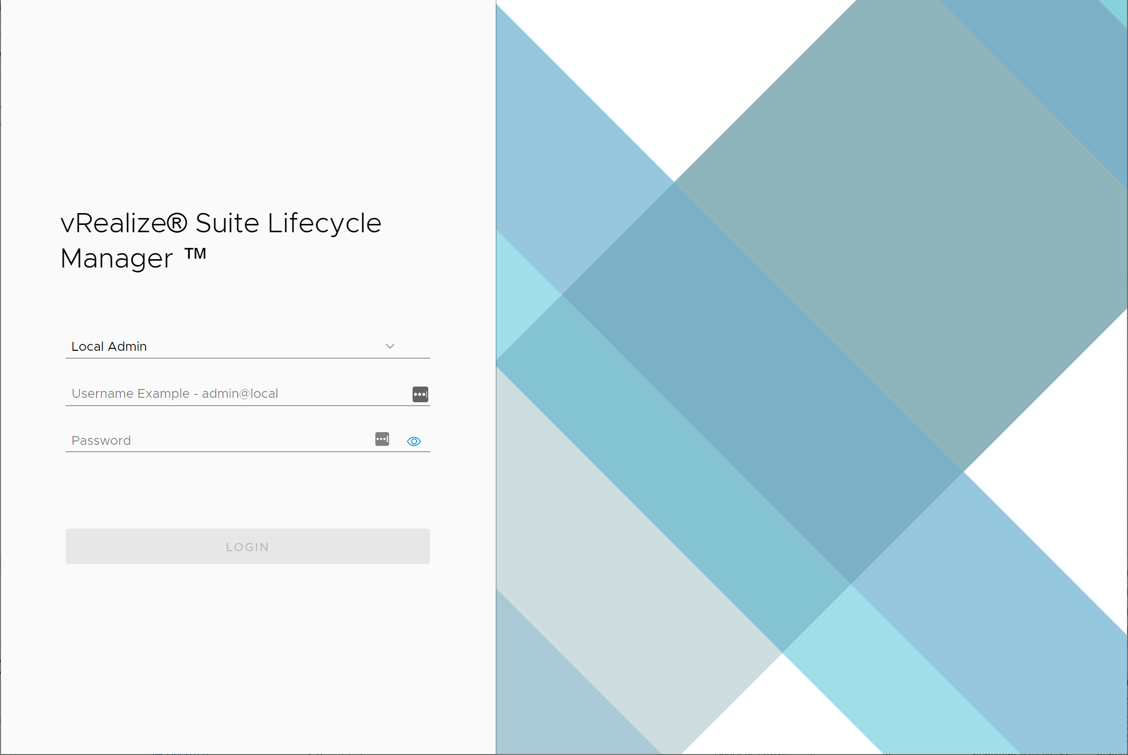vRealize Suite Lifecycle Manager - Logon Screen