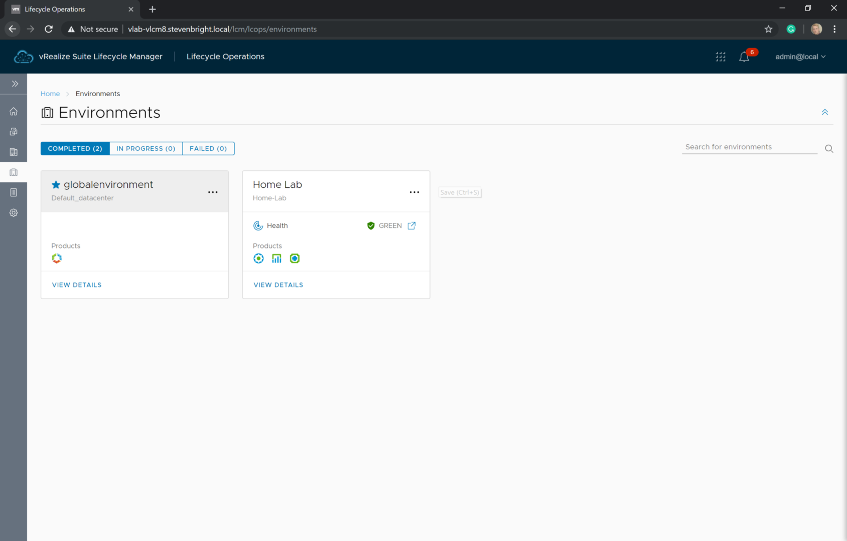 vRealize Suite Lifecycle Manager - Environments