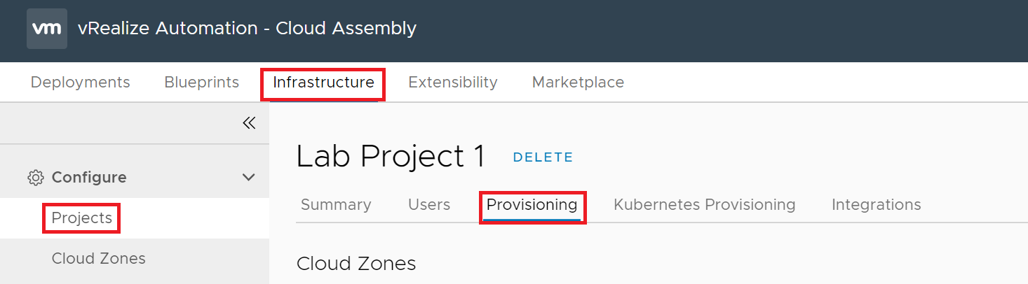 vRealize Automation 8 - Cloud Assembly - Project - Provisioning Details
