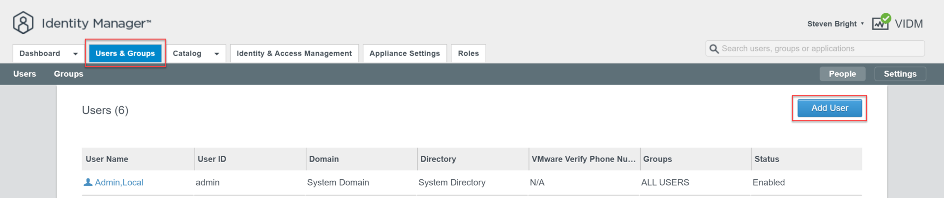 VMware Identity Manager - Users and Groups