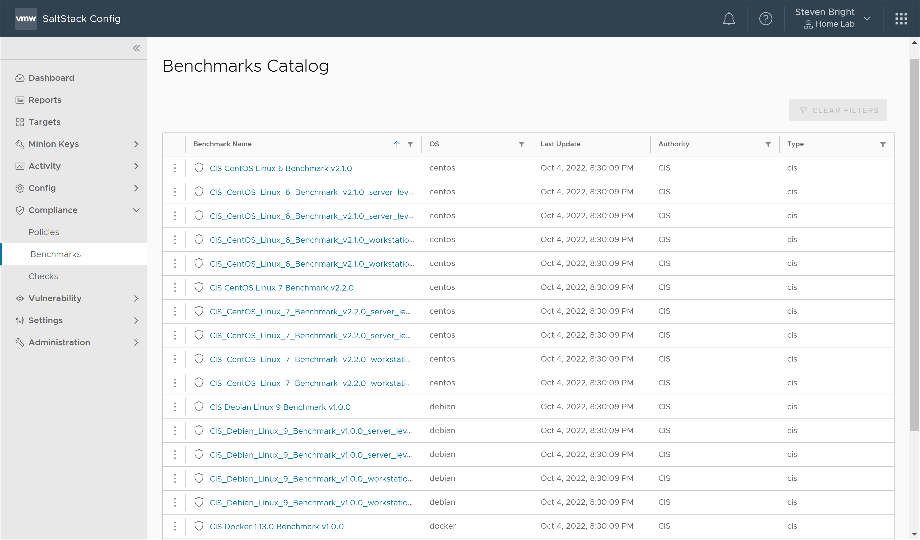 Aria Automation SaltStack SecOps Compliance Benchmarks Catalog