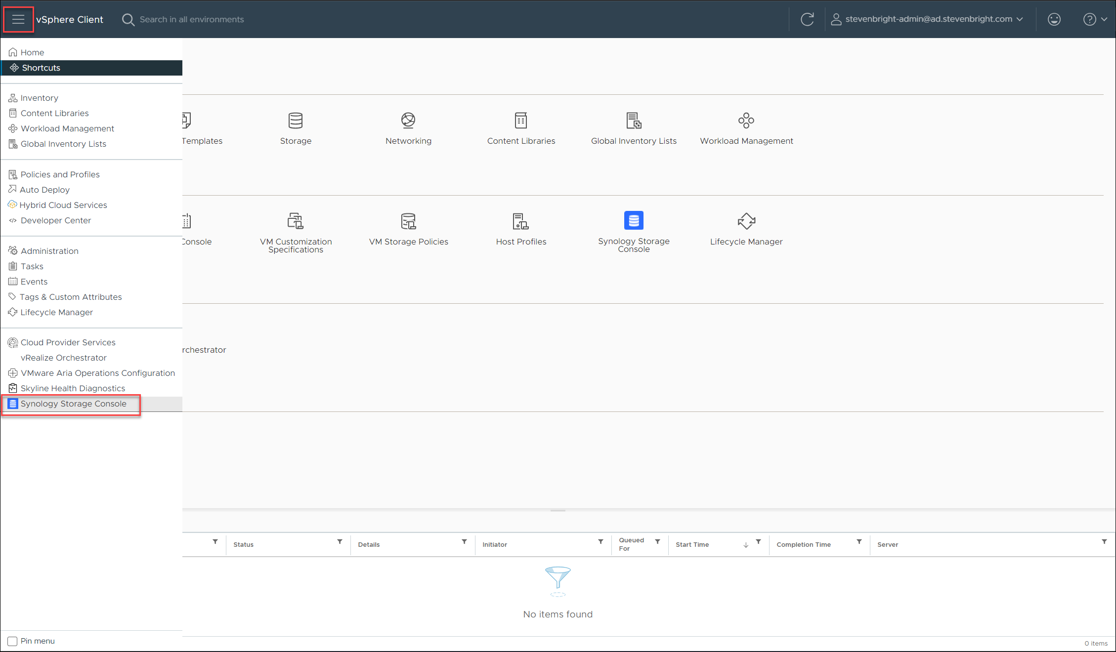 VMware vSphere Client - Accessing the Synology Storage Console for VMware Icon